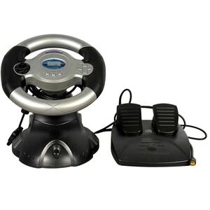 Roadstar PS2 Racing Wheel and‎ Pedals Set for PlayStation 2 PSone Silver Black